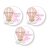 Personalizowane Naklejki 5cm - Miś w Balonie Różowy (Zestaw 12 szt.) - Roczek / Chrzest/Urodziny